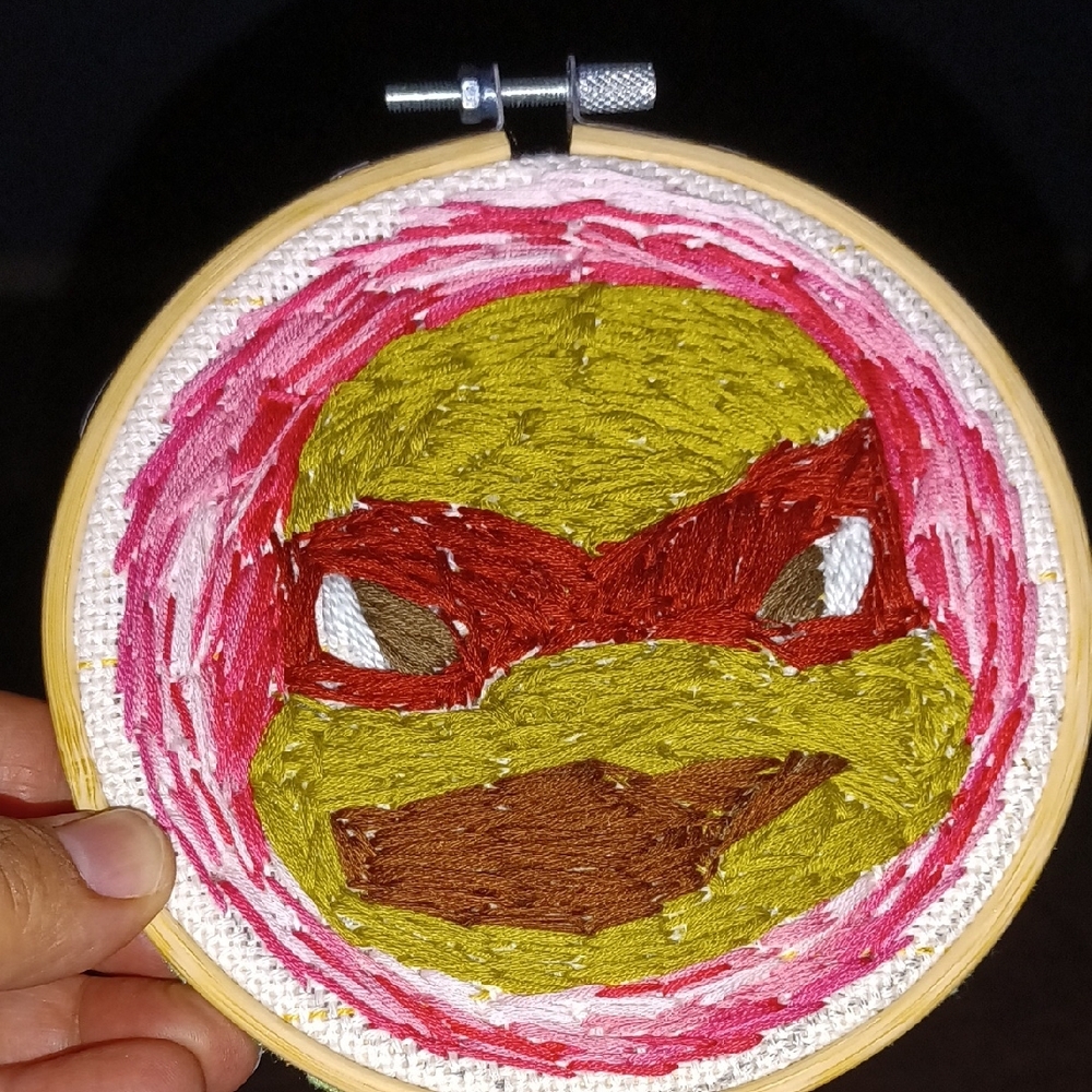 TMNT Rafael Embroidery Hoop Custom Art Work